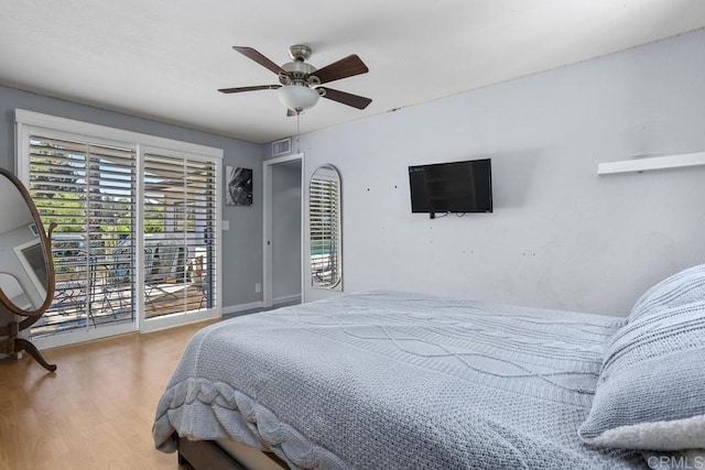 1001 Ontario St, Escondido, CA 92025 - bedroom featuring access to outside, wood finished floors, and ceiling fan