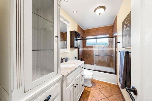 4920 Elsa Rd, San Diego, CA 92120 - full bathroom featuring vanity, shower / bath combination with glass door, and tile patterned flooring