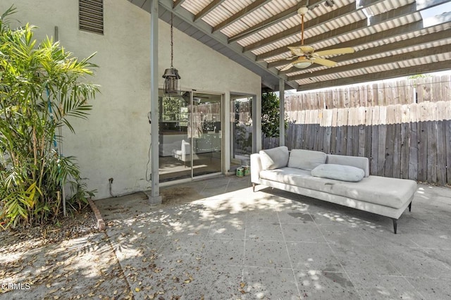 929 Diamond St, Monrovia, CA 91016 - view of patio / terrace featuring a ceiling fan, outdoor lounge area, and a pergola
