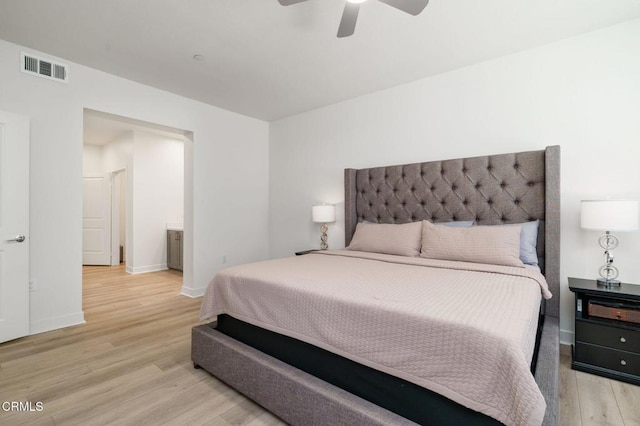2850 Wagon Wheel Rd Unit 402, Oxnard, CA 93036 - bedroom featuring light wood-style floors and ceiling fan