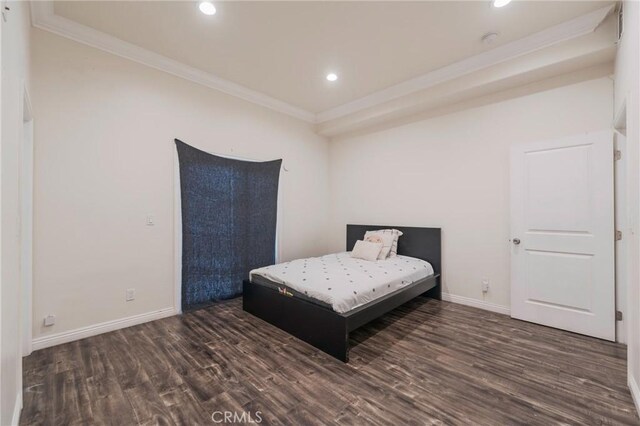 2461 Santa Ana N, Los Angeles, CA 90059 - bedroom featuring crown molding, wood finished floors, and recessed lighting