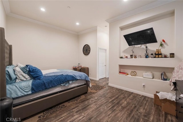 2461 Santa Ana N, Los Angeles, CA 90059 - bedroom featuring crown molding, wood finished floors, and recessed lighting