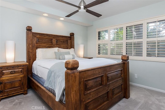 270 N Orange Grove Blvd, Pasadena, CA 91103 - bedroom featuring light colored carpet, ceiling fan, and recessed lighting