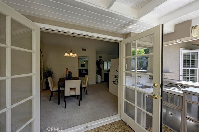 18342 Piper Pl, Yorba Linda, CA 92886 - sunroom with french doors and a chandelier