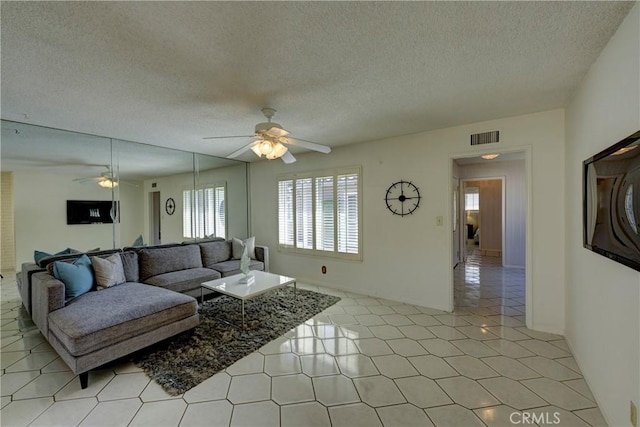 18342 Piper Pl, Yorba Linda, CA 92886 - living area with a ceiling fan and a textured ceiling