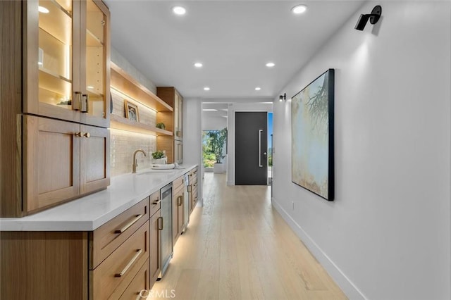 2708 Via Elevado, Palos Verdes Estates, CA 90274 - hall featuring light wood-type flooring, recessed lighting, and wine cooler