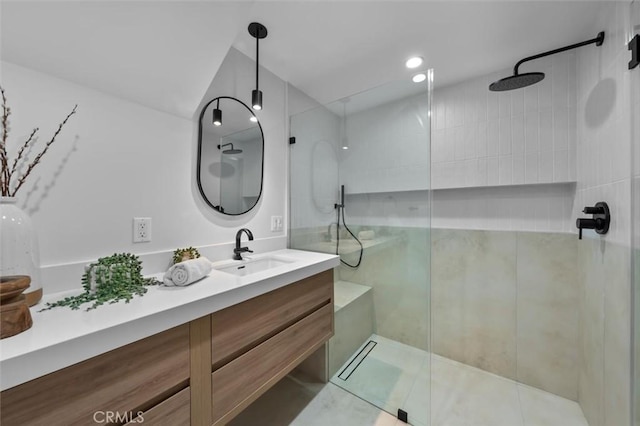 2708 Via Elevado, Palos Verdes Estates, CA 90274 - full bath with vanity, walk in shower, and recessed lighting