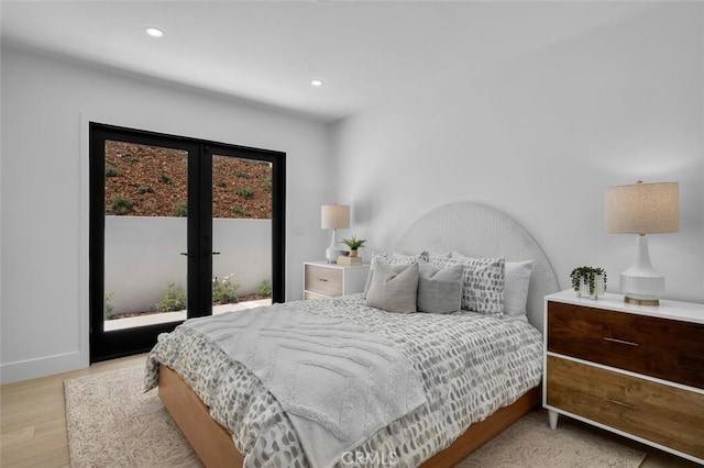 2708 Via Elevado, Palos Verdes Estates, CA 90274 - bedroom with access to exterior, wood finished floors, french doors, and recessed lighting