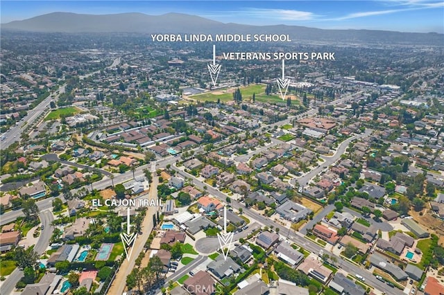 4441 Rustic Rd, Yorba Linda, CA 92886 - aerial view of property's location with mountains
