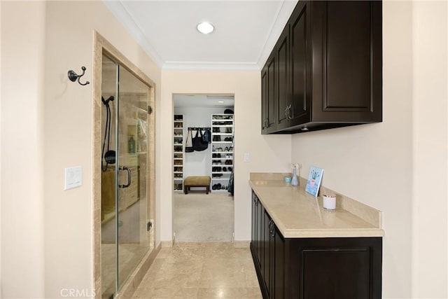 2405 E Alicia St, West Covina, CA 91792 - corridor featuring crown molding and light carpet
