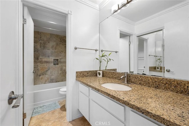 525 S Ardmore Ave Unit 257, Los Angeles, CA 90020 - bathroom featuring vanity, ornamental molding, tile patterned flooring, and bathing tub / shower combination