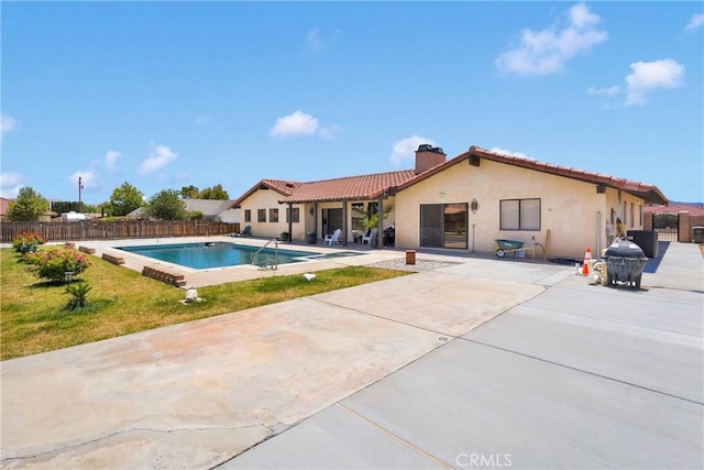 19678 Red Feather Rd, Apple Valley, CA 92307 - view of pool featuring a fenced backyard, a patio, and a grill