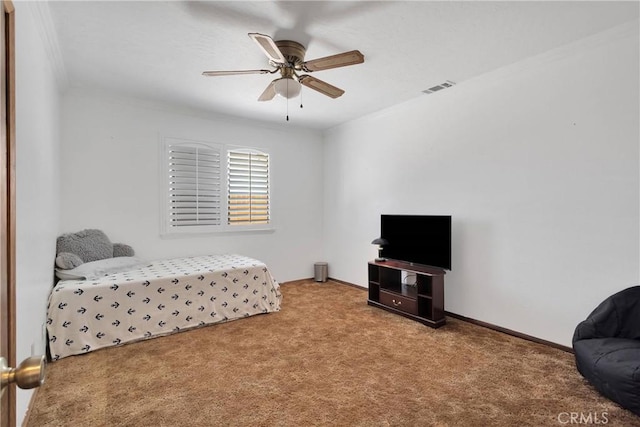 19678 Red Feather Rd, Apple Valley, CA 92307 - bedroom featuring carpet floors, crown molding, and ceiling fan