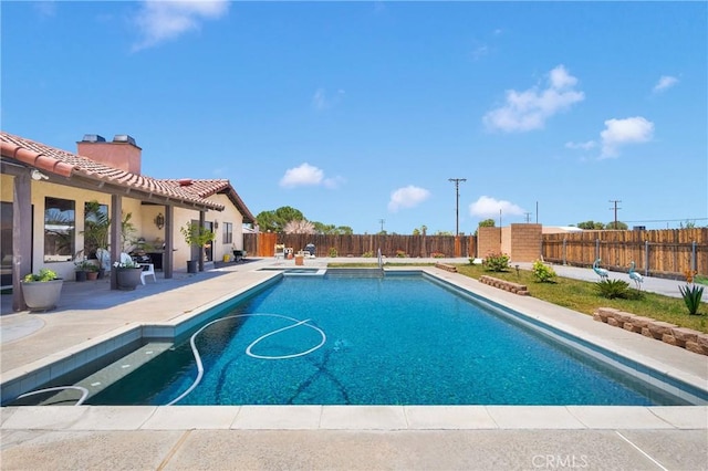 19678 Red Feather Rd, Apple Valley, CA 92307 - view of swimming pool featuring a fenced backyard and a patio area