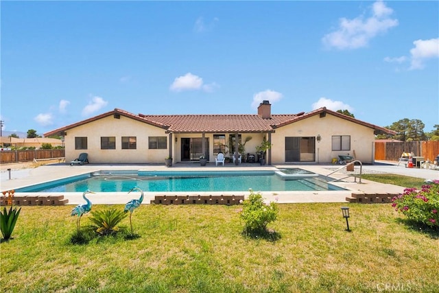 19678 Red Feather Rd, Apple Valley, CA 92307 - view of pool with an in-ground hot tub, a fenced backyard, and a patio