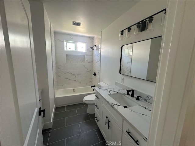 1253 W 65th St, Los Angeles, CA 90044 - full bathroom with vanity, tile patterned flooring, and shower / bathtub combination