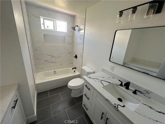 1253 W 65th St, Los Angeles, CA 90044 - bathroom featuring vanity, tile patterned flooring, and shower / tub combination