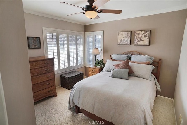22669 Pamplico Dr, Saugus, CA 91350 - bedroom featuring carpet floors, crown molding, and ceiling fan