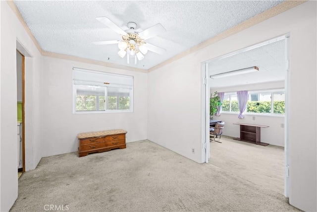 631 N Evergreen St, Burbank, CA 91505 - spare room featuring carpet, a textured ceiling, and ceiling fan