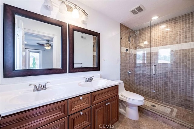 2383 Hampton Ave, Simi Valley, CA 93063 - full bathroom featuring double vanity, a shower stall, and tile patterned flooring