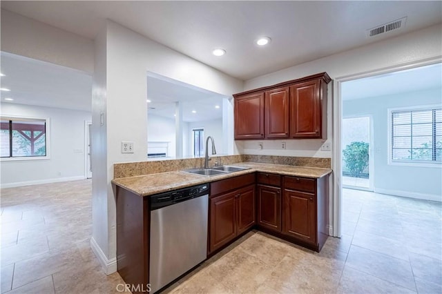 2383 Hampton Ave, Simi Valley, CA 93063 - kitchen with dishwasher, light countertops, healthy amount of natural light, and recessed lighting