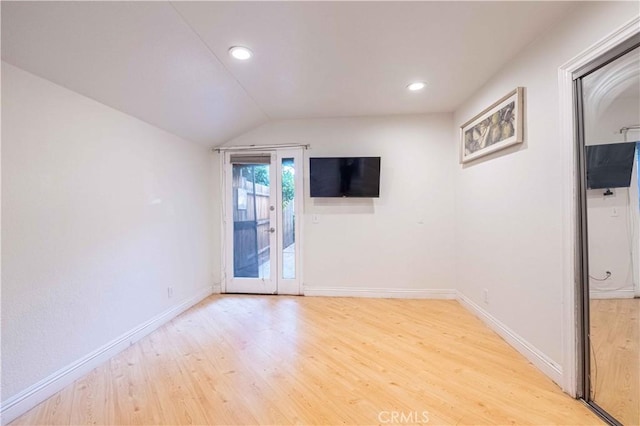 2383 Hampton Ave, Simi Valley, CA 93063 - unfurnished room featuring light wood-style floors, lofted ceiling, and recessed lighting