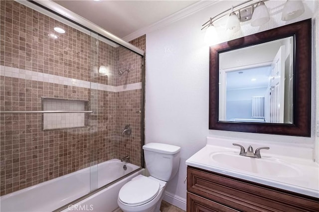 2383 Hampton Ave, Simi Valley, CA 93063 - full bathroom featuring vanity, enclosed tub / shower combo, and crown molding