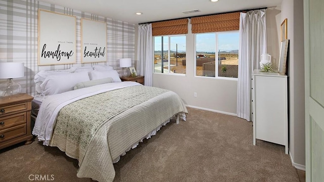 30753 Viper Ct, Winchester, CA 92596 - bedroom featuring wallpapered walls, dark colored carpet, and recessed lighting