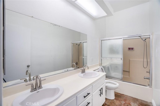 7029 Novara Pl, Rancho Cucamonga, CA 91701 - bathroom with double vanity and combined bath / shower with glass door