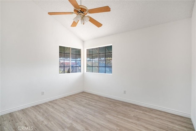 7029 Novara Pl, Rancho Cucamonga, CA 91701 - empty room with wood finished floors, a textured ceiling, lofted ceiling, and ceiling fan