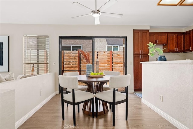 2988 Dartmouth Cir, Corona, CA 92879 - dining area with light wood finished floors and a ceiling fan