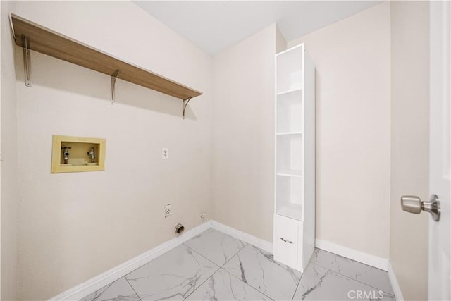 2988 Dartmouth Cir, Corona, CA 92879 - laundry room with washer hookup, light marble finish flooring, and hookup for an electric dryer