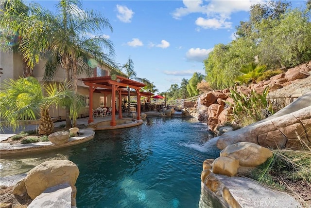15355 Michael Crest Dr, Canyon Country, CA 91387 - swimming pool with a pergola and a patio area