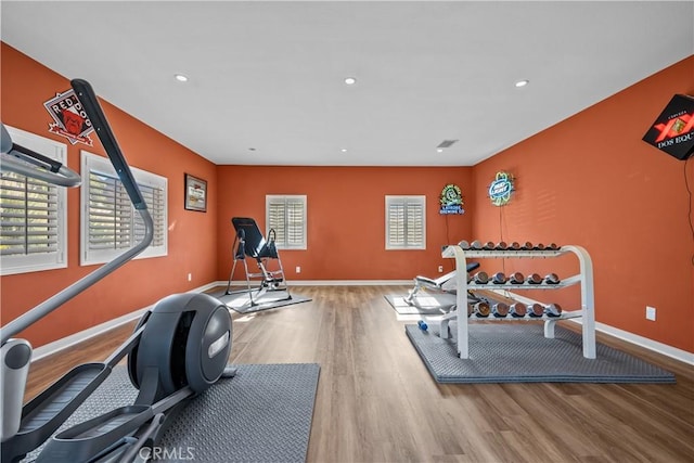 15355 Michael Crest Dr, Canyon Country, CA 91387 - exercise area with wood finished floors and recessed lighting