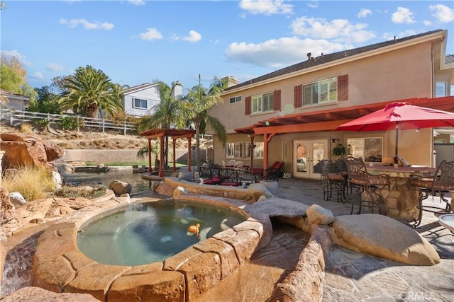 15355 Michael Crest Dr, Canyon Country, CA 91387 - view of swimming pool with french doors, an in-ground hot tub, and a patio area