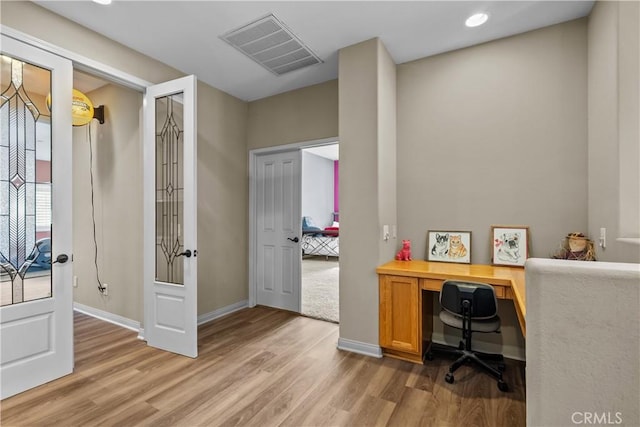 15355 Michael Crest Dr, Canyon Country, CA 91387 - home office with light wood-type flooring and recessed lighting