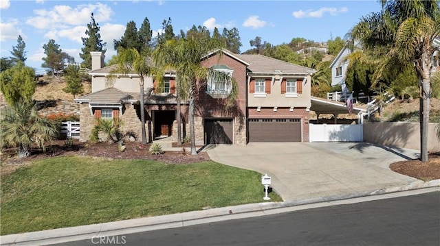 15355 Michael Crest Dr, Canyon Country, CA 91387 - view of front facade with a garage, driveway, and a chimney