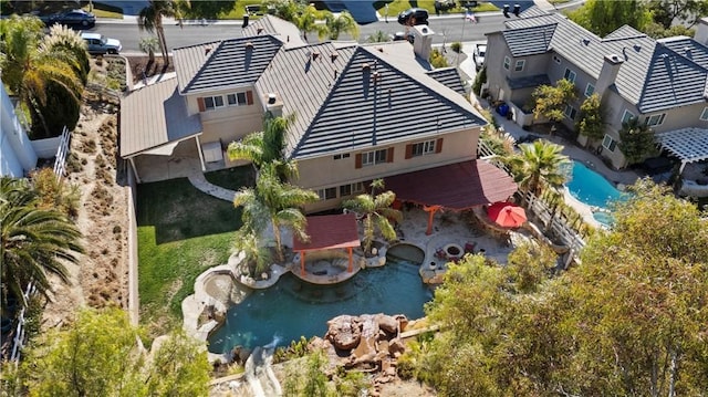 15355 Michael Crest Dr, Canyon Country, CA 91387 - aerial view of property and surrounding area featuring a pool