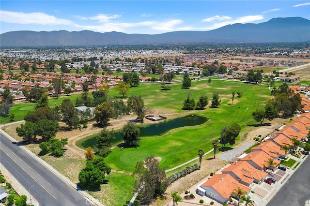 2157 Pecan Tree St, Hemet, CA 92545 - aerial view of property and surrounding area featuring nearby suburban area, a water and mountain view, and a golf club