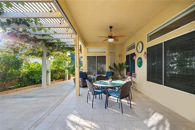 2157 Pecan Tree St, Hemet, CA 92545 - view of patio with a pergola, outdoor dining area, and a ceiling fan