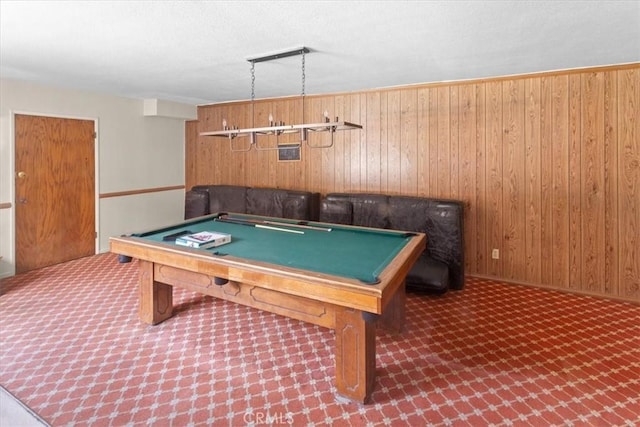 5403 Newcastle Ave Unit 19, Encino, CA 91316 - game room with billiards, wooden walls, and carpet