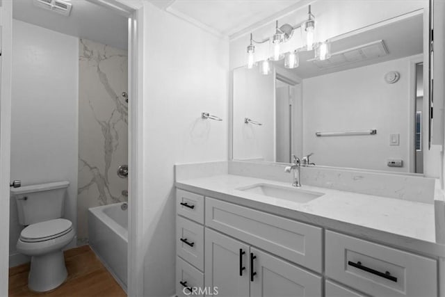 5403 Newcastle Ave Unit 19, Encino, CA 91316 - full bathroom with vanity, wood finished floors, and  shower combination