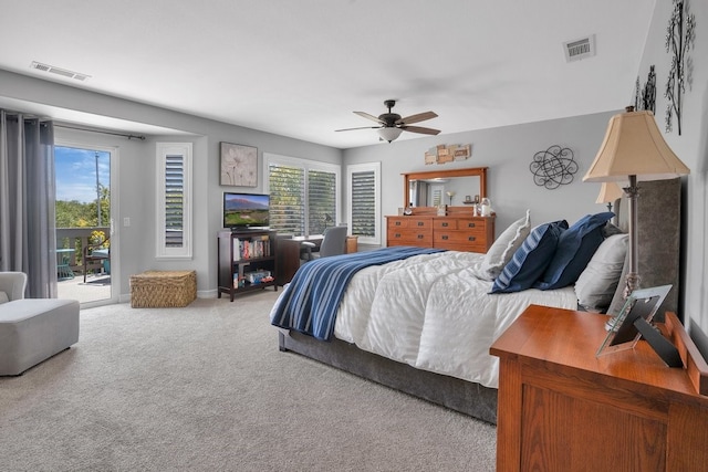 42207 Kimberly Way, Murrieta, CA 92562 - bedroom featuring access to outside, carpet floors, and ceiling fan