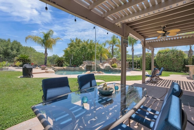 42207 Kimberly Way, Murrieta, CA 92562 - view of patio / terrace with ceiling fan and outdoor dining space