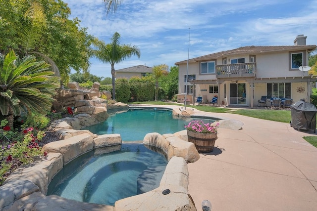 42207 Kimberly Way, Murrieta, CA 92562 - view of swimming pool with a patio, area for grilling, and a pool with connected hot tub