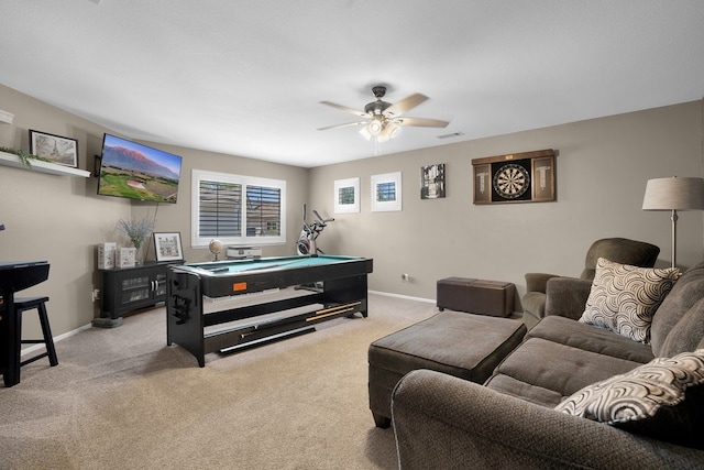 42207 Kimberly Way, Murrieta, CA 92562 - game room featuring light carpet and ceiling fan