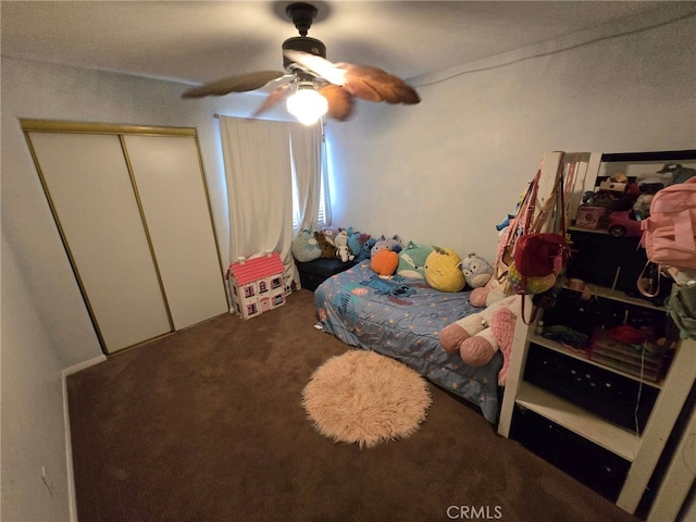 9294 Manteca Ave, Hesperia, CA 92345 - bedroom with carpet, a ceiling fan, and a closet