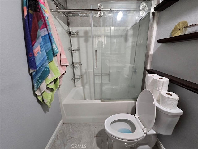 9294 Manteca Ave, Hesperia, CA 92345 - full bathroom with baseboards and shower / bath combination with glass door
