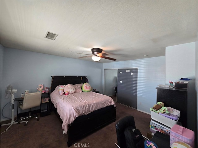 9294 Manteca Ave, Hesperia, CA 92345 - bedroom with a closet, carpet, and ceiling fan