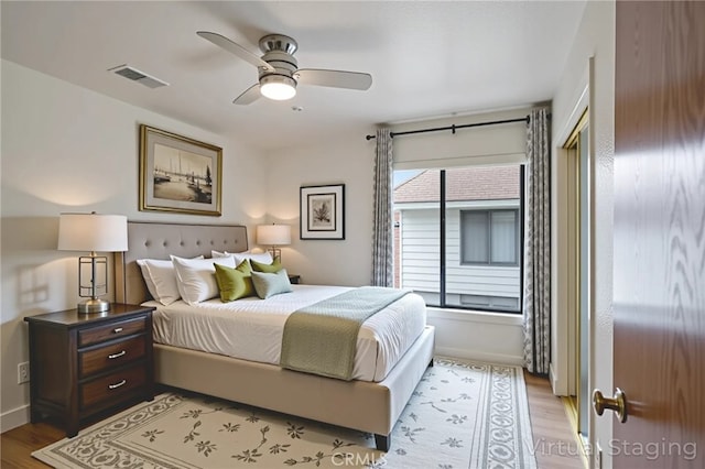 3350 M St Unit 33, Merced, CA 95348 - bedroom featuring light wood-type flooring and a ceiling fan
